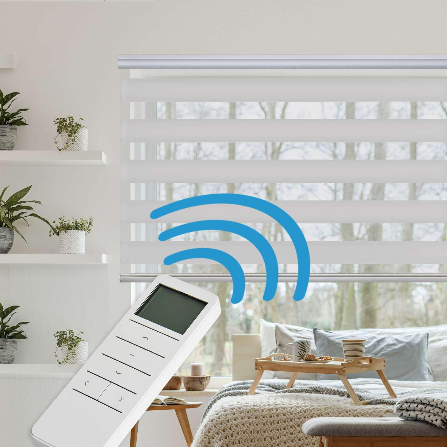 DOPPELROLLO Motorisiertes Grau 180x250 cm - Grau, Kunststoff (180/250cm) - STORESDECO