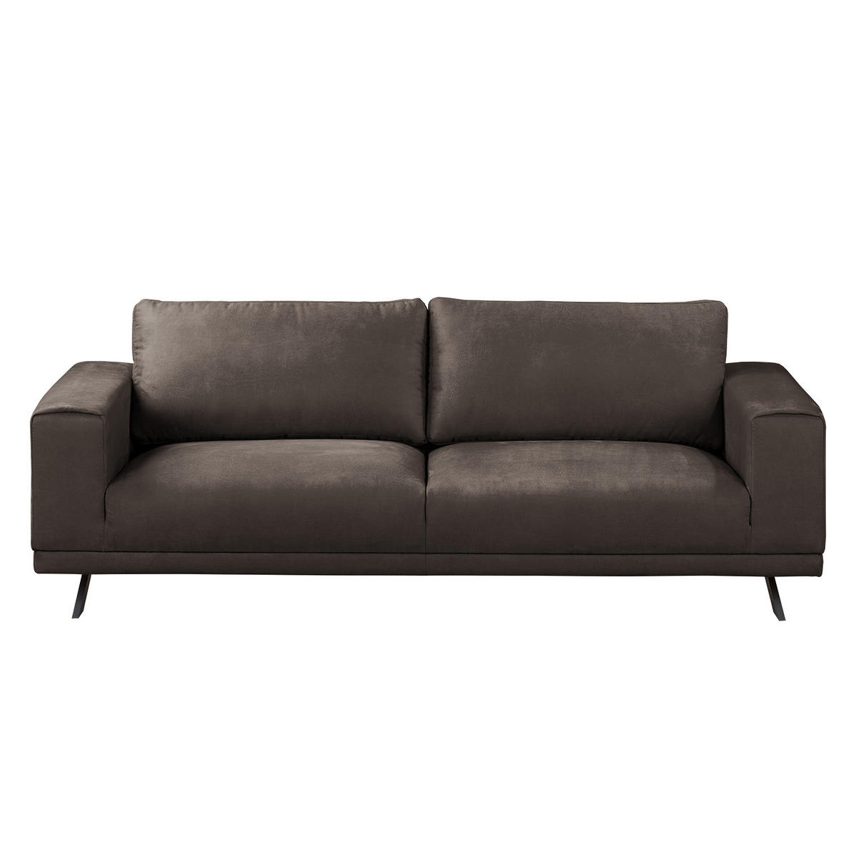 2,5-SITZER SOFA - Antiklederlook - Graubraun, Textil/Metall (216/81/89cm) - home24