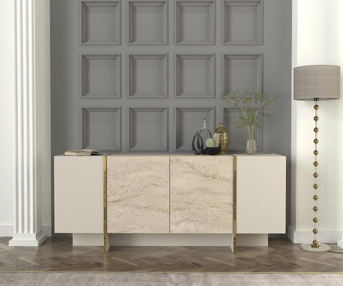 BUFFETSCHRANK veyron beige - Sandfarben/Beige, Holz (180/75/46cm) - Habitat Garten