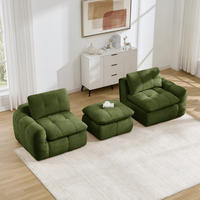 SOFA 194/160/68 cm in Grün aus Chenille, rahmenlos und montagefrei - Grün, Textil (160/68/194cm) - Flora Grace