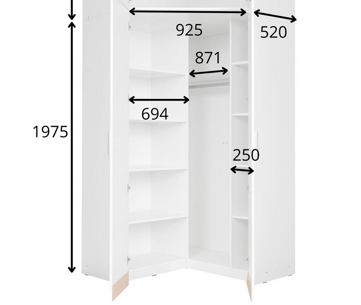 KLEIDERSCHRANK Weiß 117/197/117 - Weiß, Holzwerkstoff (117/197/117cm) - RAUMHIRSCH FURNITURE