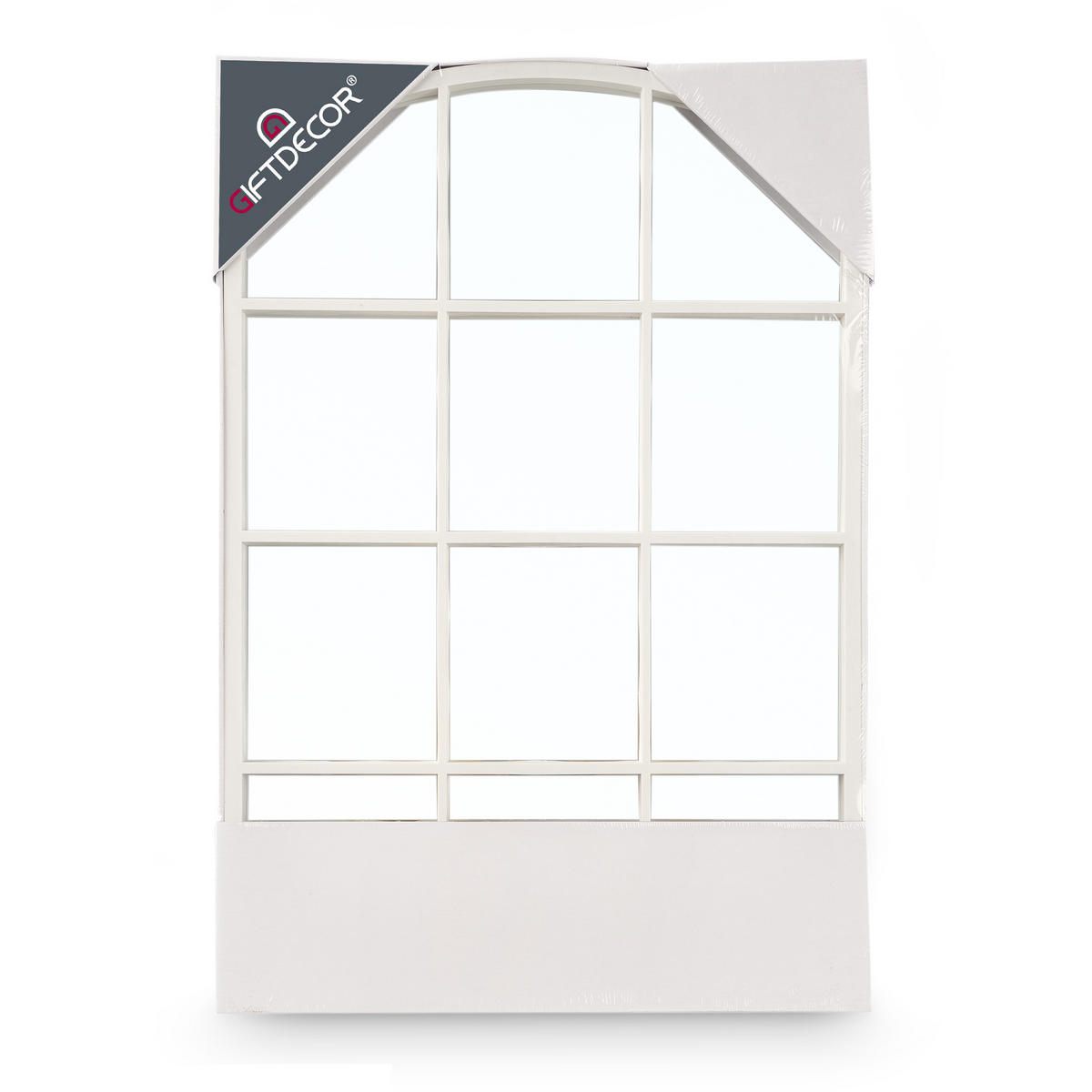 FENSTERSPIEGEL Bogenrahmen 76/52 cm - Weiß, Glas (52/76/3cm) - Giftdecor