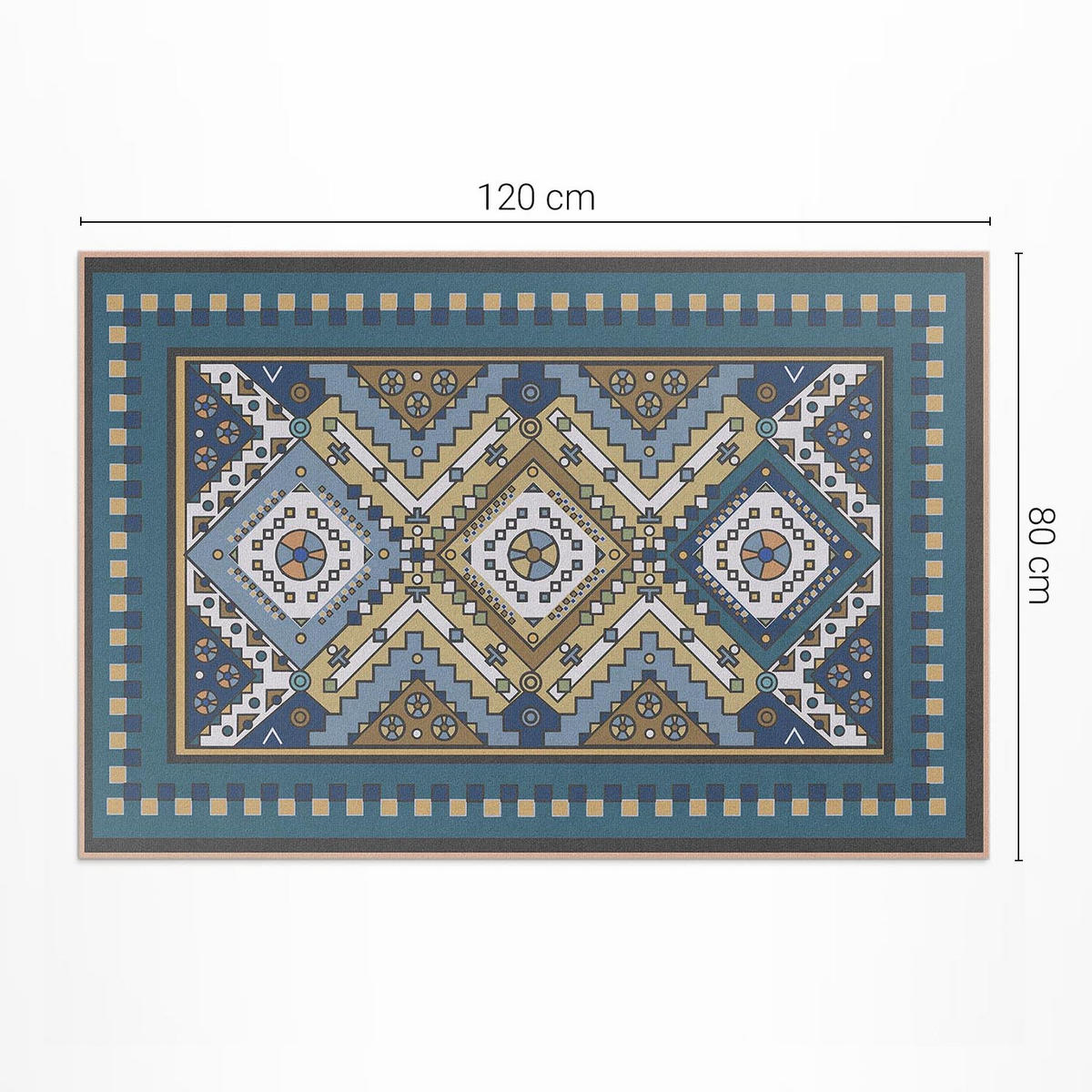 TEPPICH 80x120 cm Marokkanisches Geometrisches Muster - Dunkelblau, Kunststoff (80/120cm) - Wallfluent