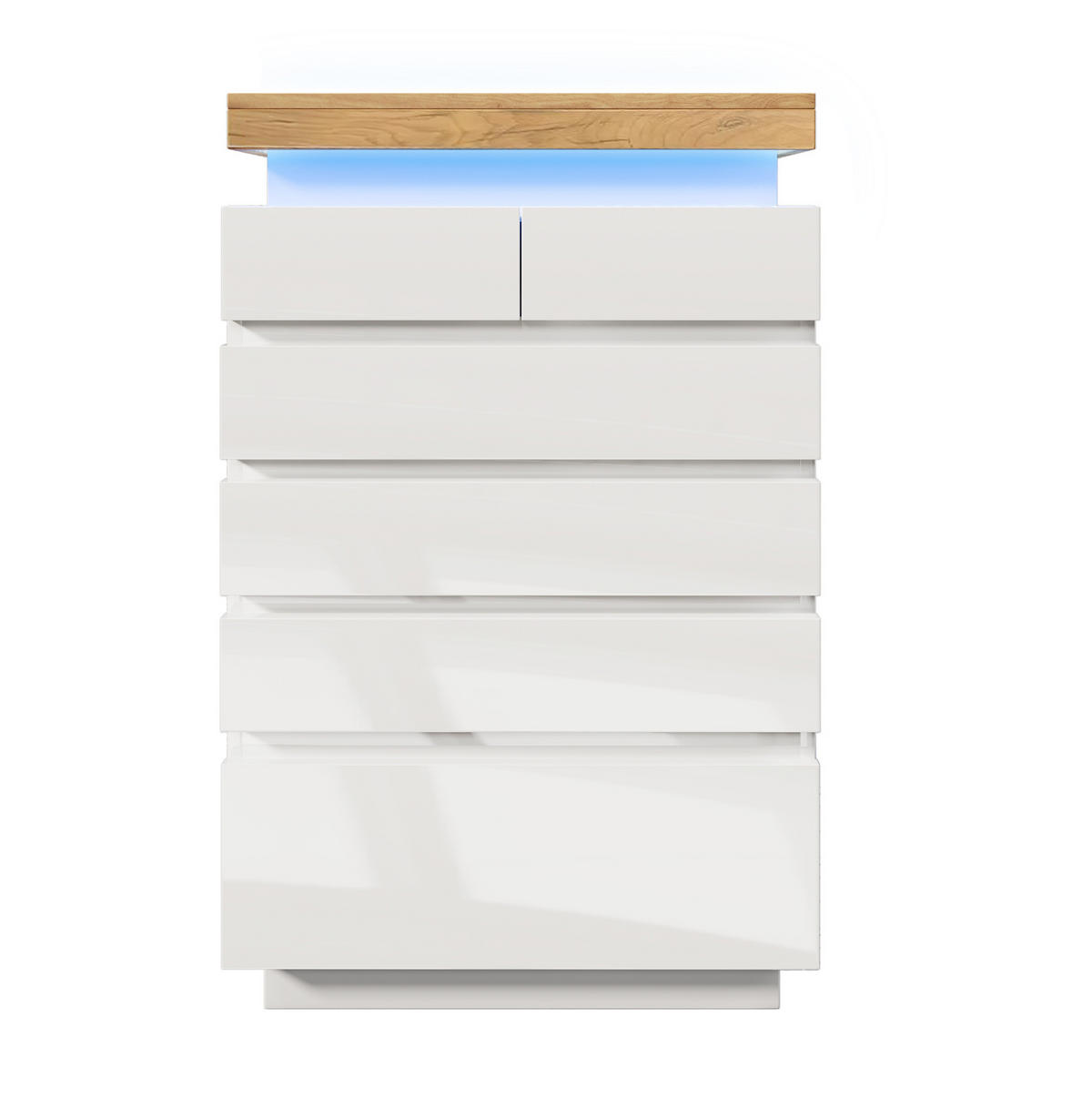 KOMMODE aus Spanplatte und MDF 73x39x115 cm Weiß mit 6 Schubladen und LED-Beleuchtung - Weiß, Holzwerkstoff (73/115/39cm) - IVMEU