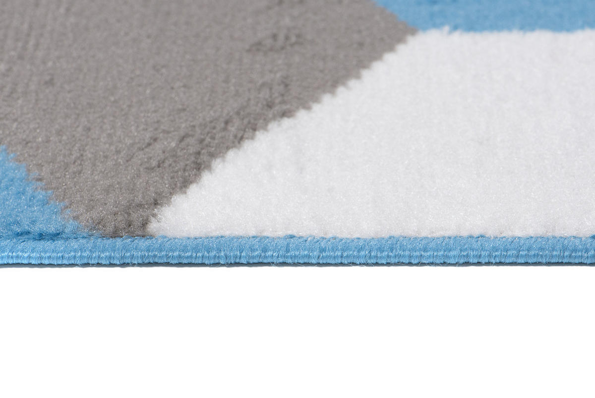 TEPPICH MAYA Blau Geometrisch Gitter Figuren 140/200 cm - Blau, Textil (140/200cm) - Tapiso