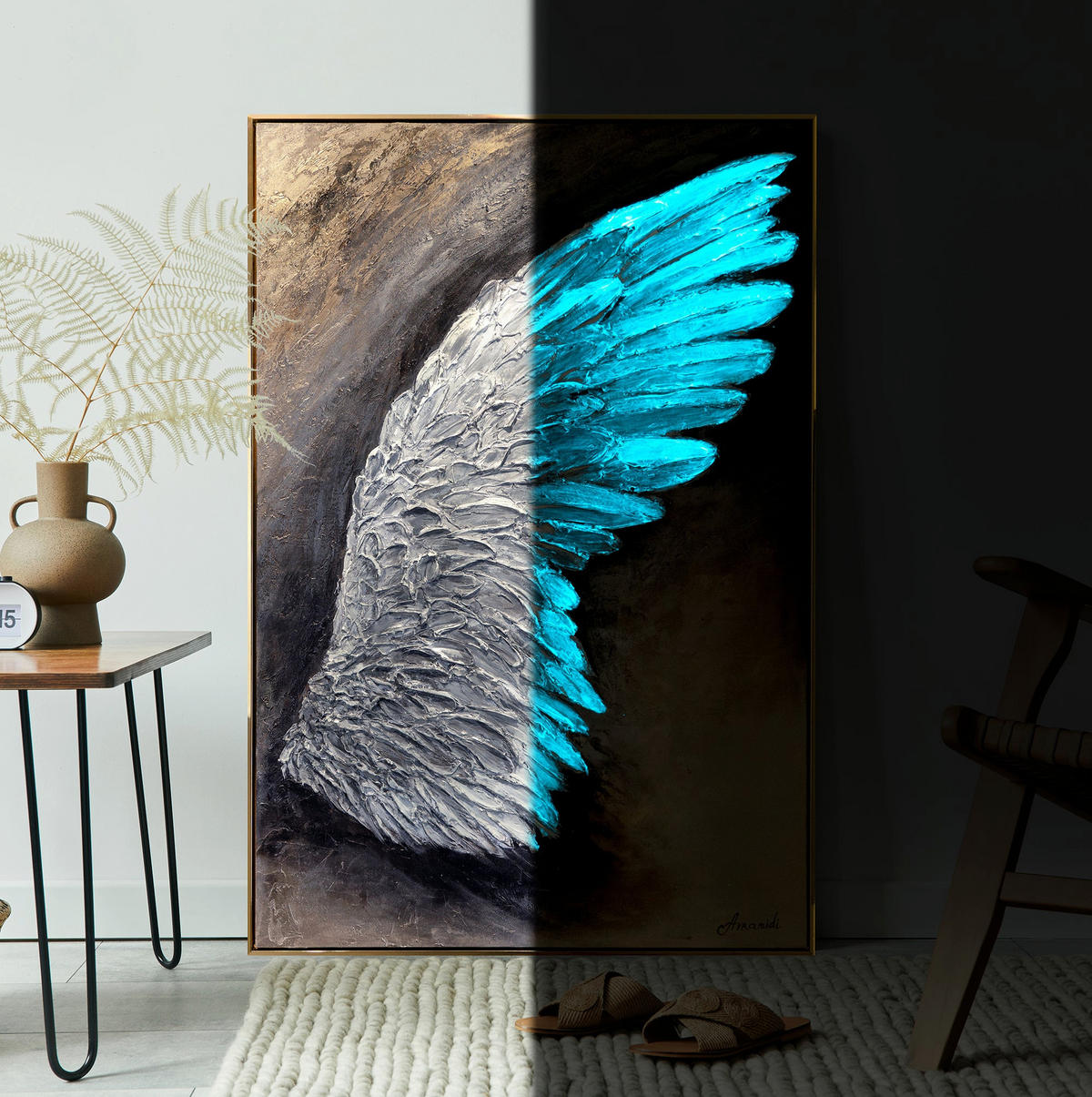 GEMÄLDE Symbol des Aufstiegs Schattenfugenrahmen Schwarz 140x100 cm - Schwarz, Holz (140/100cm) - YS-art gallery