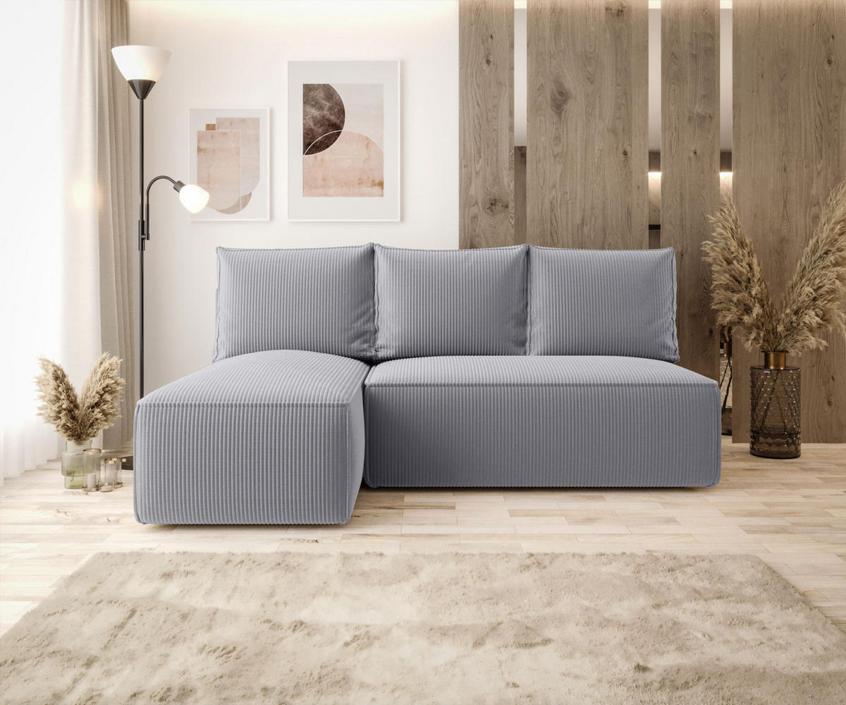 ECKSOFA mit Schlaffunktion SAVIO MINI Poso 55 Links - Grau, Textil (200/140cm) - Bedante