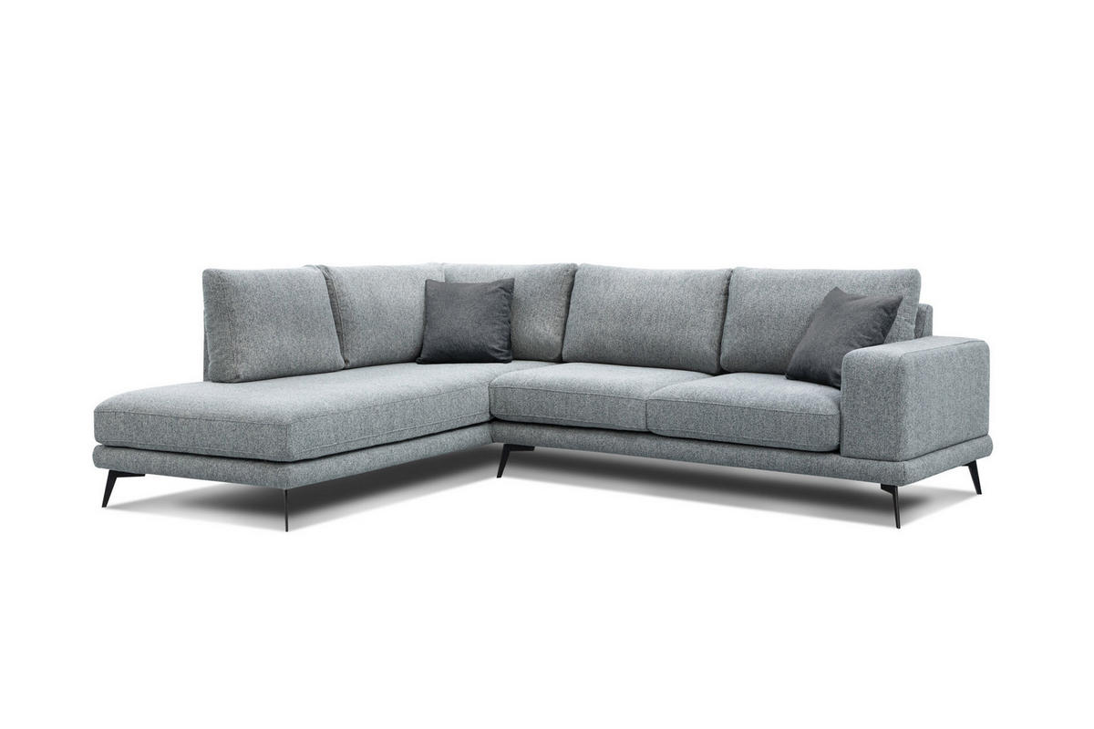 ECKSOFA MEDIOLANE 5-Sitzer, silberfarben - Silberfarben, Holzwerkstoff/Textil (219/282cm) - Courtois Laville