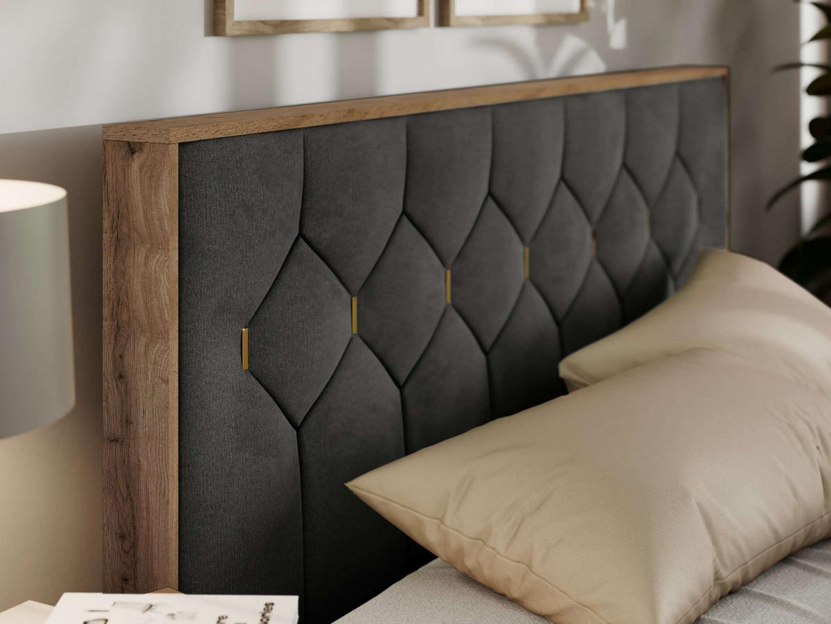 POLSTERBETT LARINO CLASSIC 160/200 - Dunkelgrau Velvet - Pocket Matratze - Dunkelgrau, Textil (160/200cm) - MKS