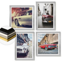WANDBILDER 4er Set - 50x50 cm & 40x60 cm Silberner Rahmen - Oldtimer in Städten - Silberfarben, Kunststoff (50/50cm) - ArtPrintCave