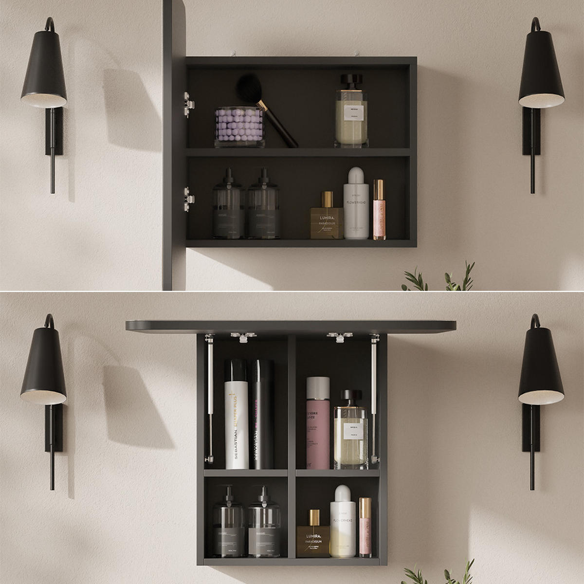 KOUPELNOVÁ ZRCADLOVÁ SKŘÍŇKA Zino Antracit - antracitová, kompozitní dřevo (60/50/17.4cm) - Vicco