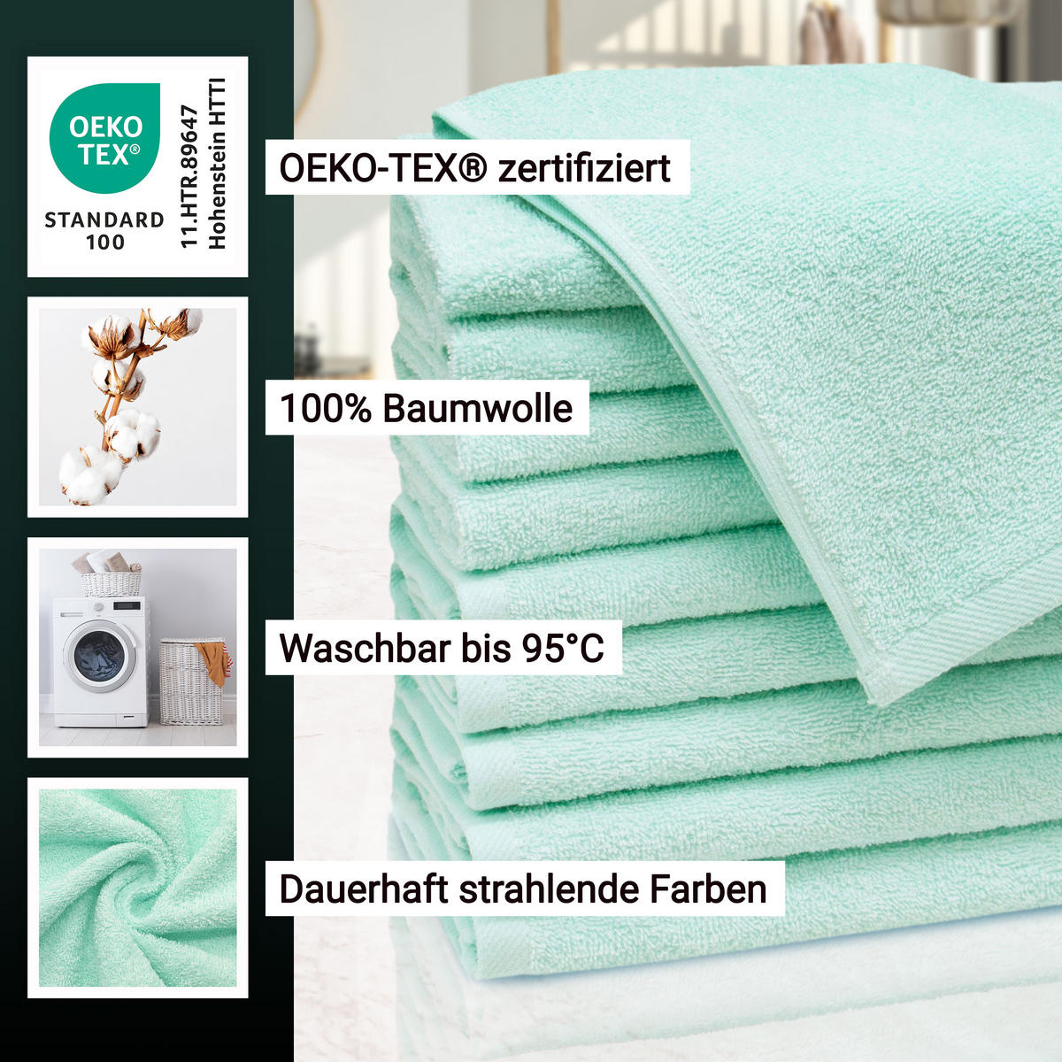 GÄSTETÜCHER, 10er-Set, 30x50 cm, 100% Baumwolle, Grün - Grün, Textil (30/50cm) - Zollner