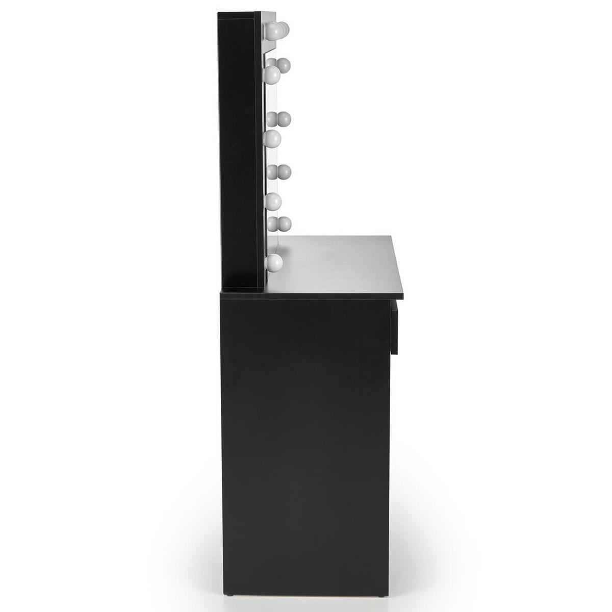 SCHMINKTISCH FABIOSO Schwarz, mit Spiegel und Beleuchtung - Schwarz, Glas/Holz (94/140/43cm) - KONSIMO®