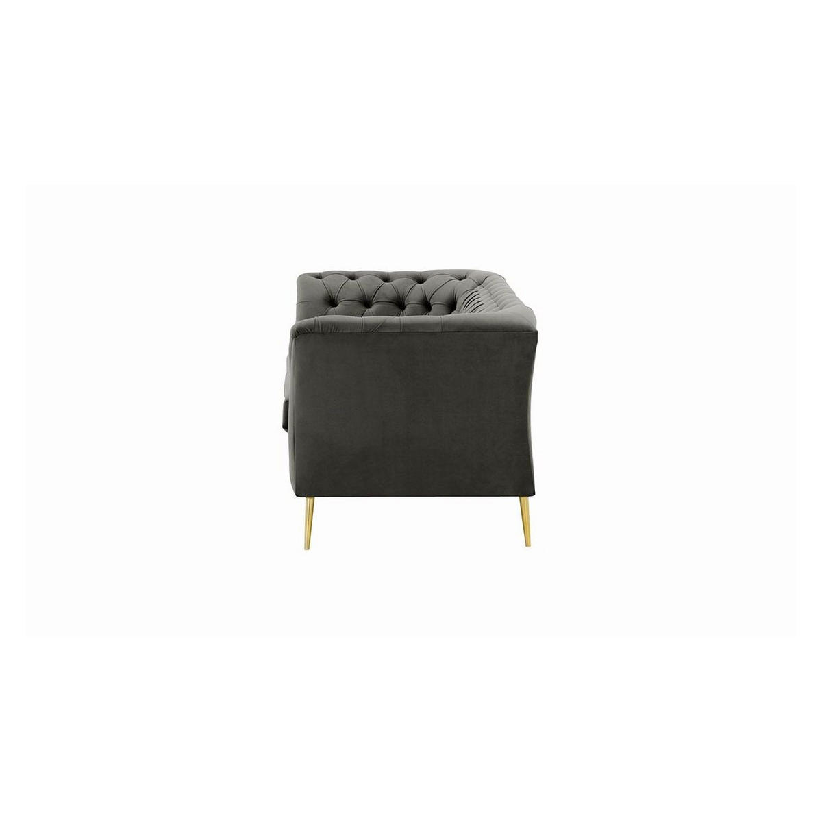 2,5-SITZER-SOFA Chesterfield Modern-Velluto 19 - Dunkelgrau, Holz/Textil (209/74/80cm)