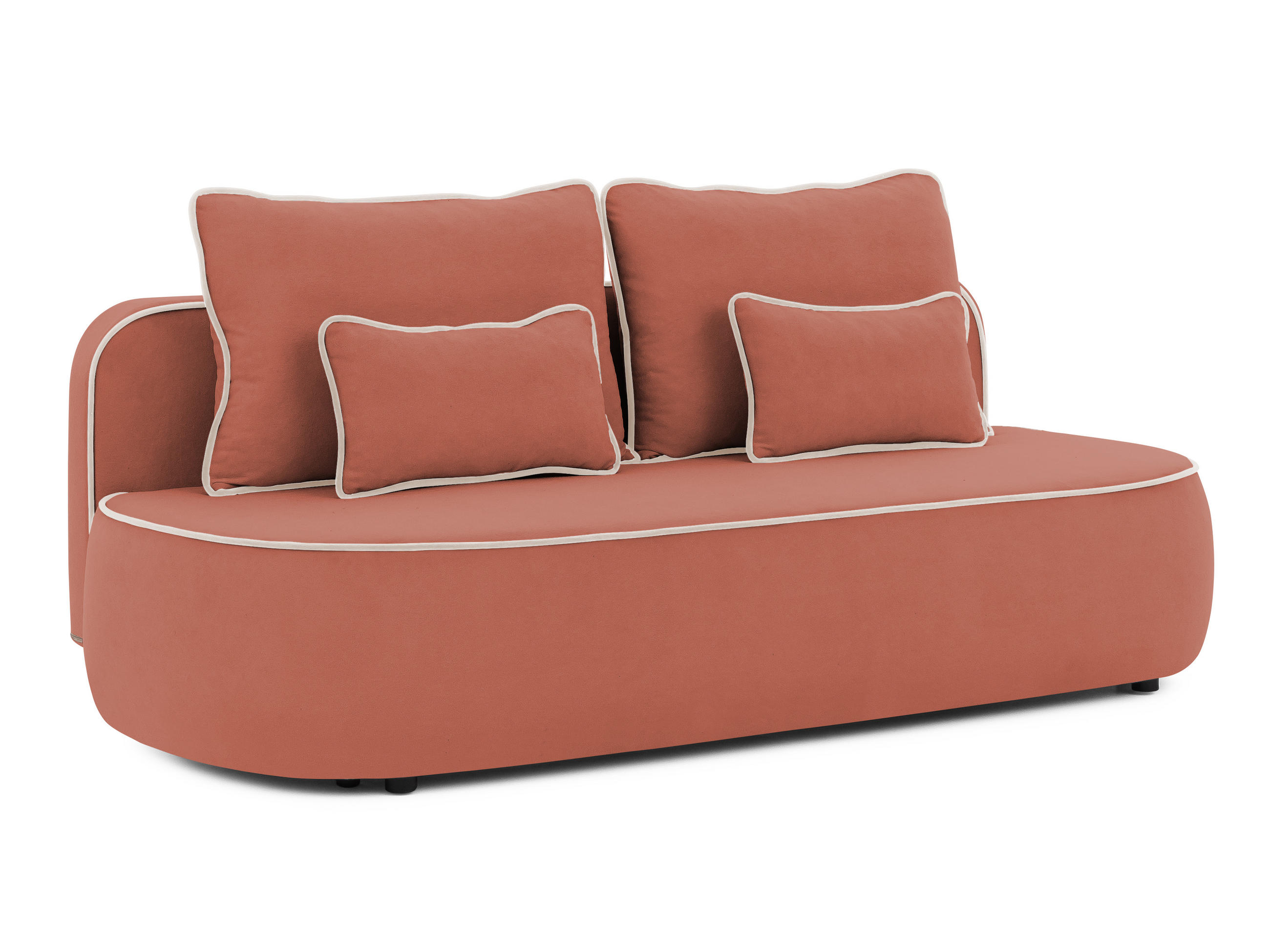 KINDERSOFA Vero im modernen und abgerundeten Design mit Schlaffunktion und Bettkasten aus Rosa Plüschstoff mit hellgrauer Paspel - Hellgrau/Schwarz, Holz/Kunststoff (210/90/98cm) - S-Style Möbel