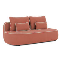 KINDERSOFA Vero im modernen und abgerundeten Design mit Schlaffunktion und Bettkasten aus Rosa Plüschstoff mit hellgrauer Paspel - Hellgrau/Schwarz, Holz/Kunststoff (210/90/98cm) - S-Style Möbel