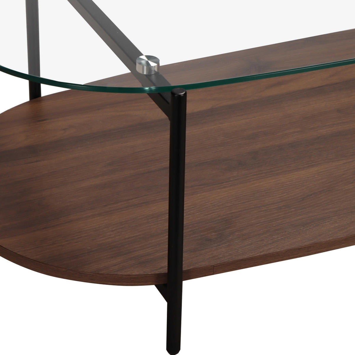 COUCHTISCH, Braun und Glas - Braun, Glas (120/55/40cm) - Oviala