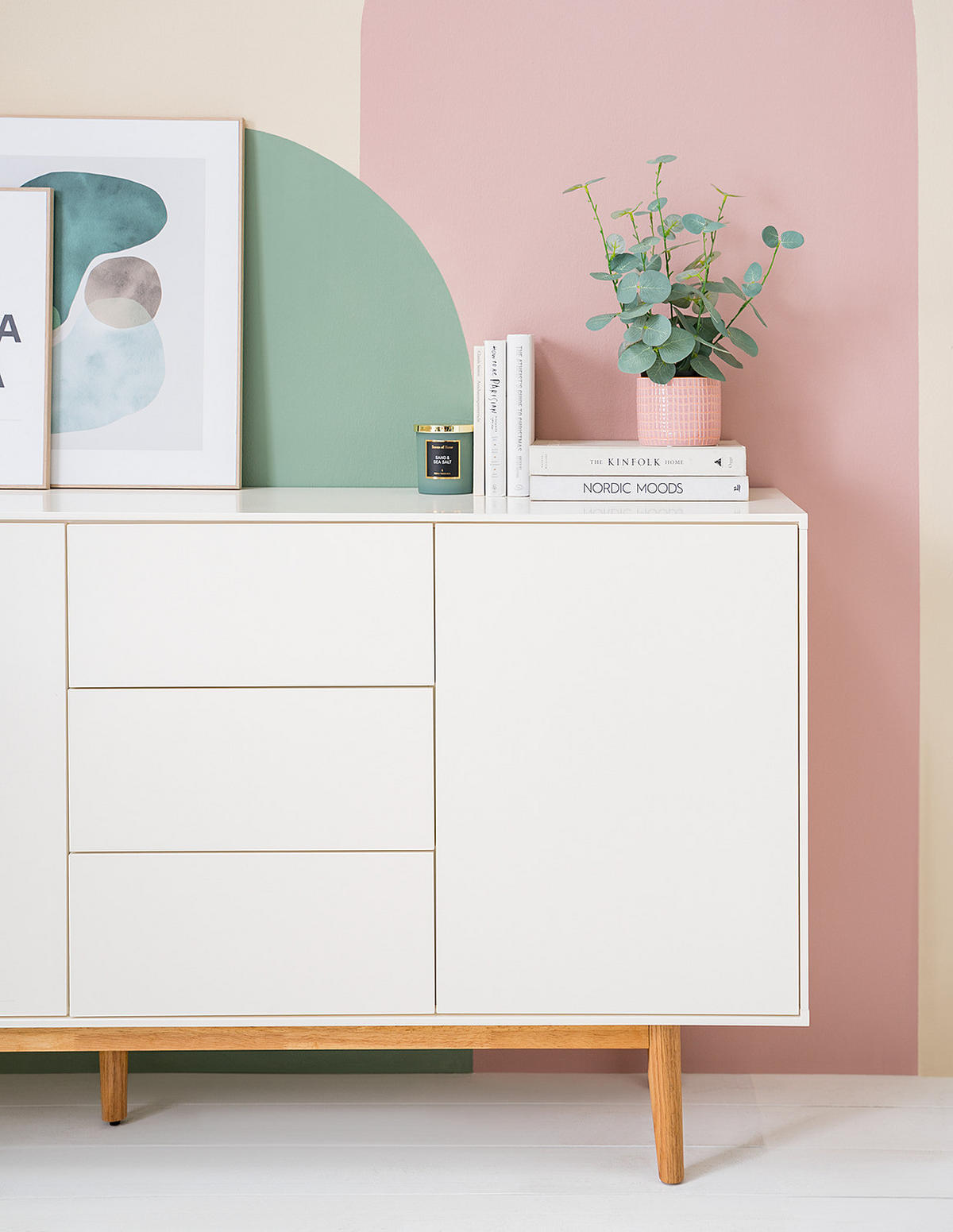 SIDEBOARD - Weiß - Eiche, 180/80/40 cm - Eichefarben/Weiß, Holzwerkstoff (180/80/40cm) - home24