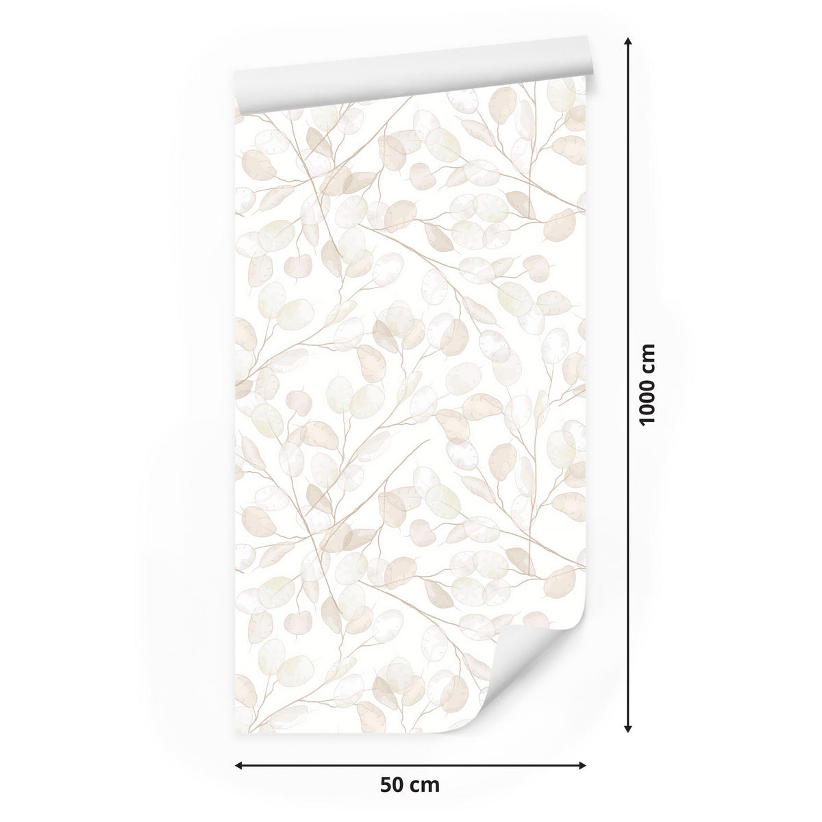 VLIESTAPETE Blätter im Boho-Stil – Beige, Weiß – 50x1000 cm - Beige/Weiß, Papier (50/1000cm) - Muralo