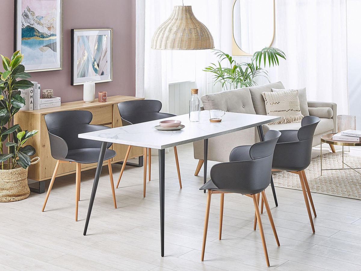 STUHL 2er-Set Kunststoff Schwarz Sumkley - Schwarz, Kunststoff/Metall (61/82/54cm) - Beliani