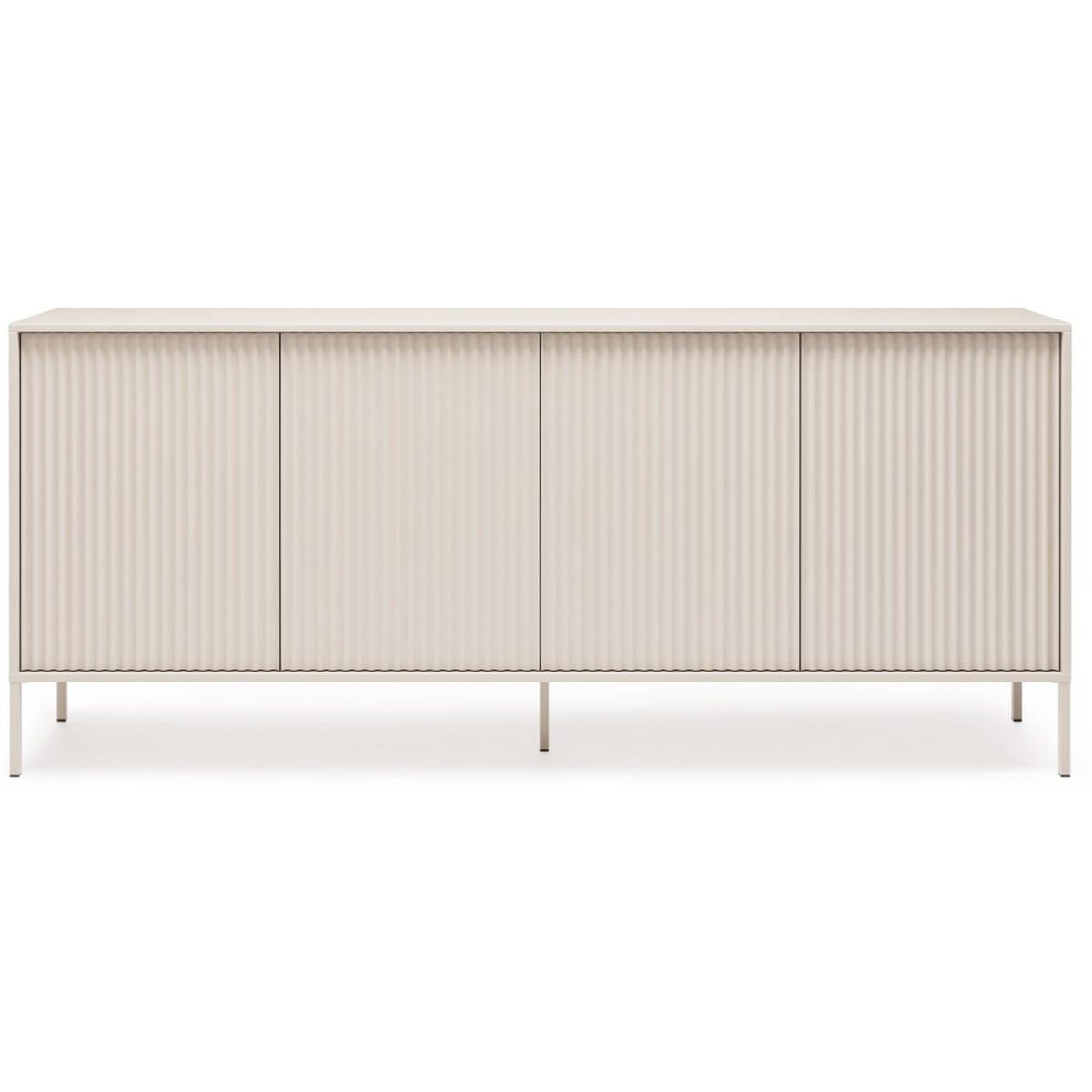 KOMMODE Noto mit 4 Türen und geriffelten Fronten, 200 cm - Kaschmir, Holzwerkstoff (204/38/87cm) - Beautysofa