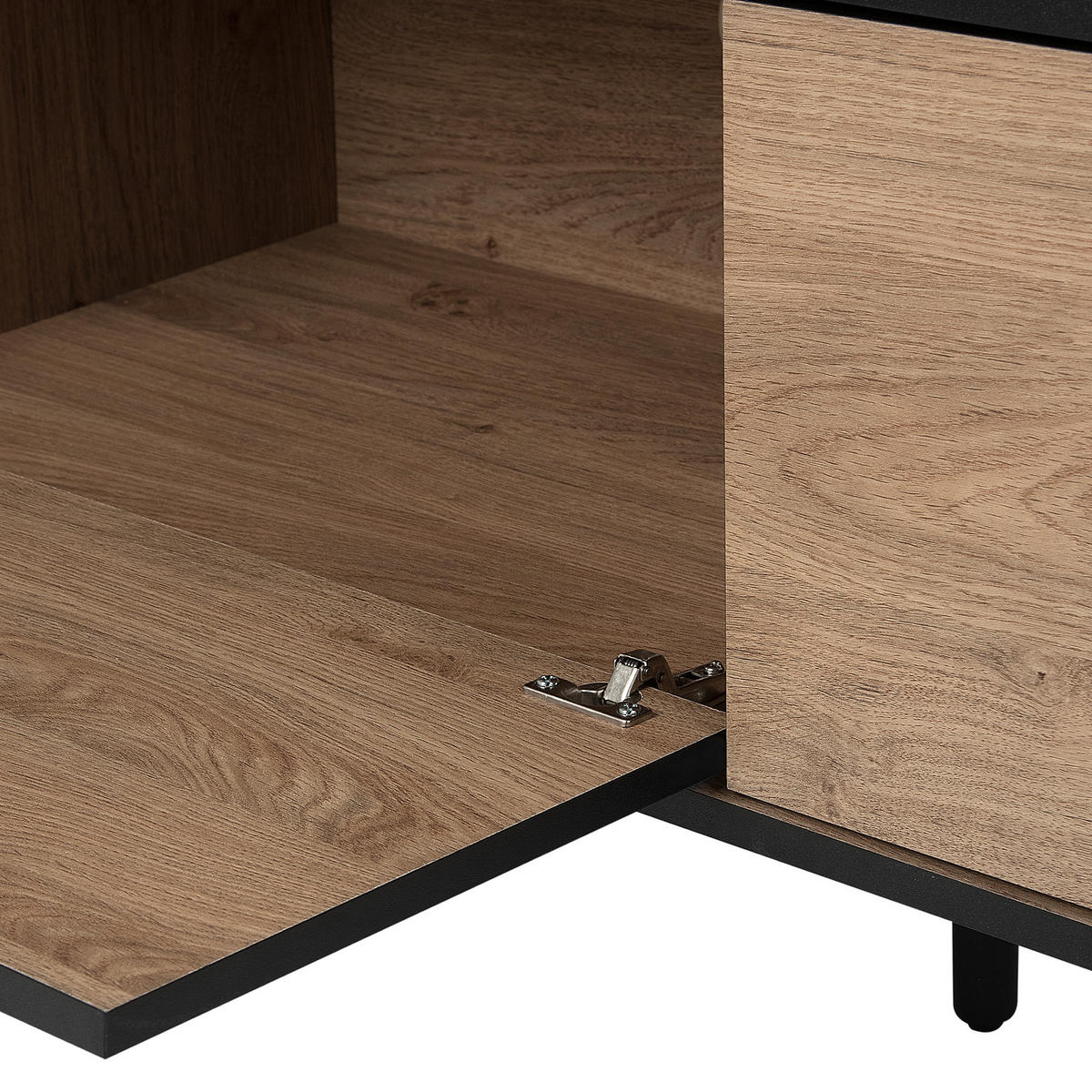 TV-MÖBEL Hellbraun, Schwarz HALSTON 40/120/46 cm - Hellbraun, Holzwerkstoff (120/46/40cm) - Beliani