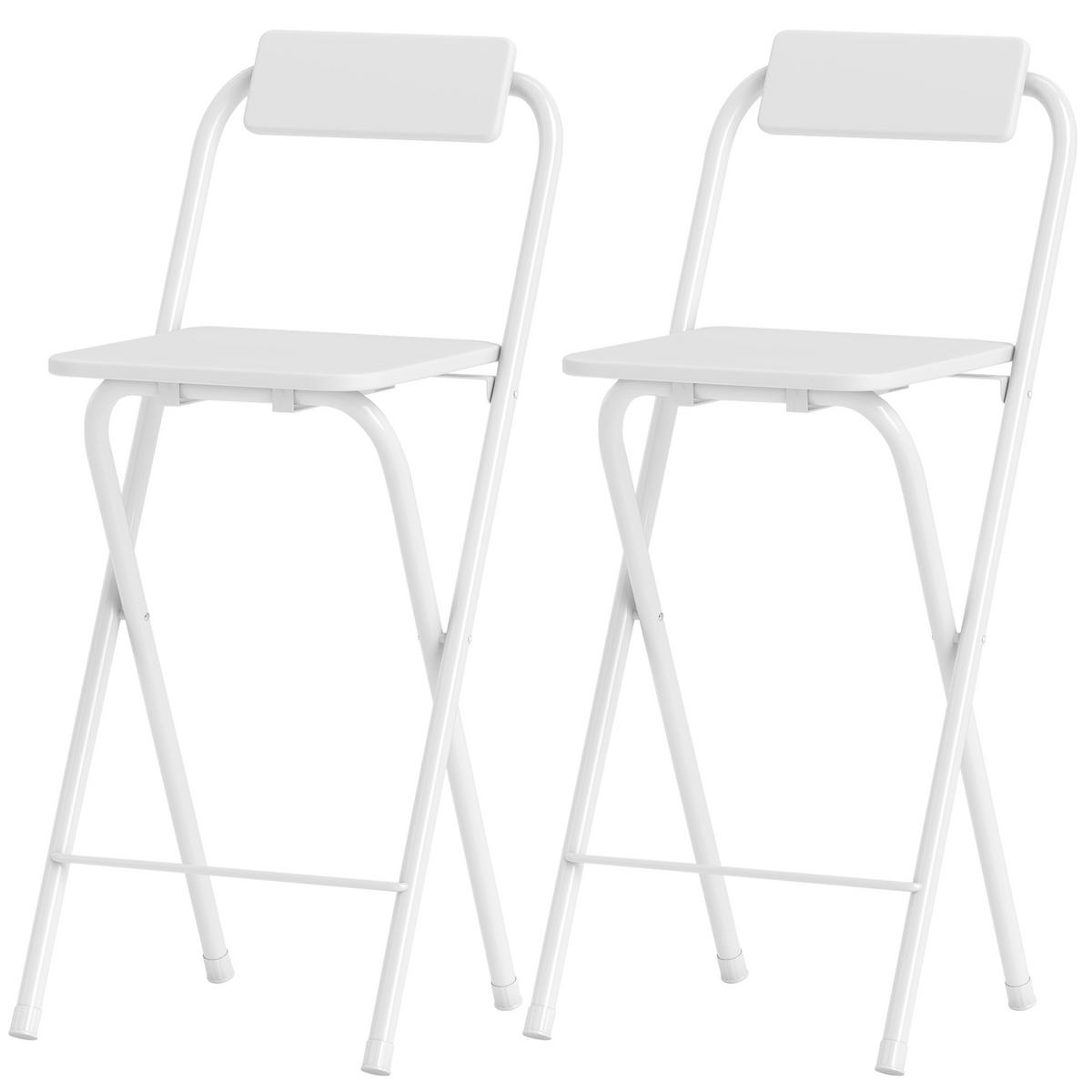 BARHOCKER 2er-Set DE-08048 klappbar mit Lehne und Fußstütze Weiß - Weiß, Metall (37/87/45cm) - ComfortXL
