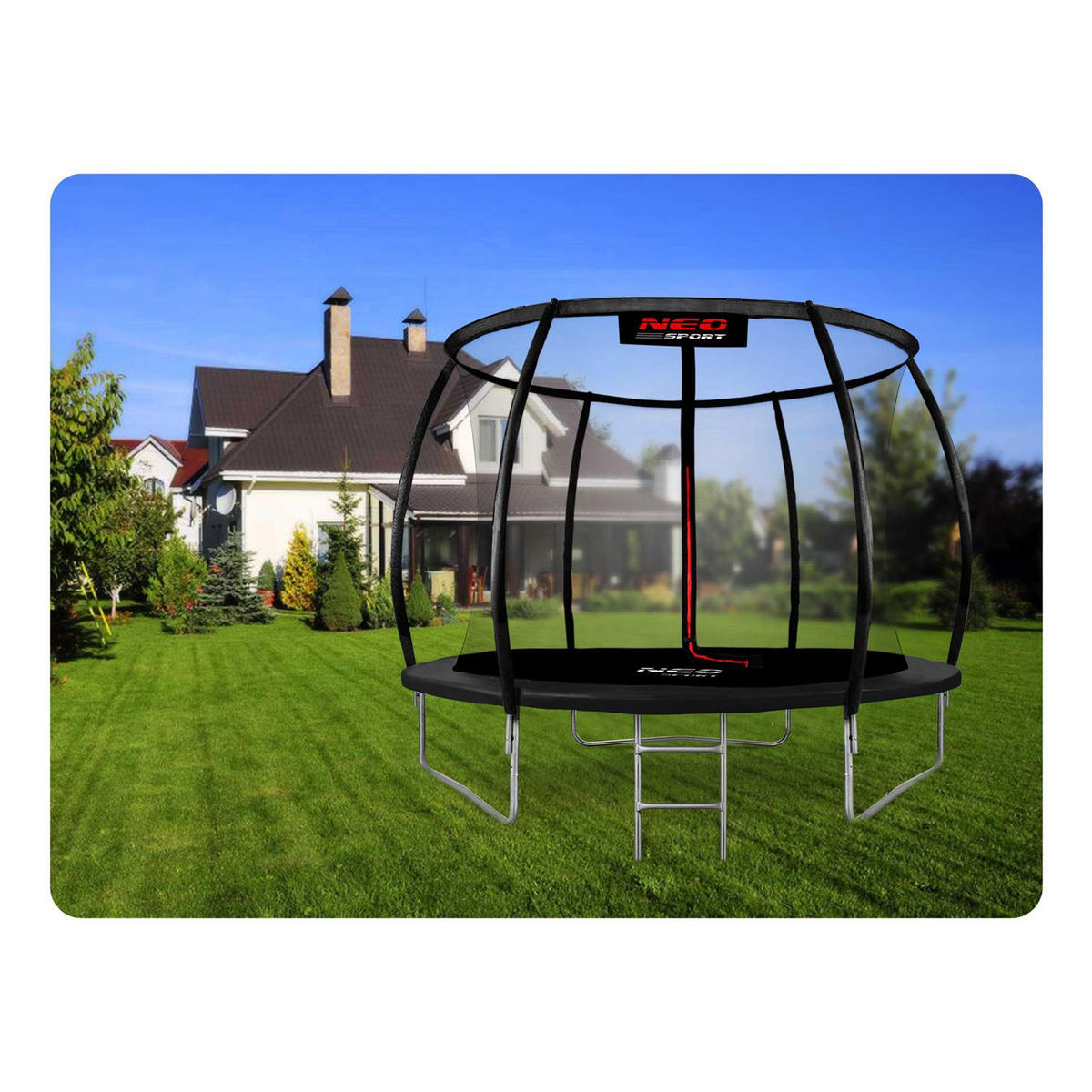 PROFILIERTES Gartentrampolin 8 ft/252 cm mit Innennetz - Schwarz, Metall (252/252cm)