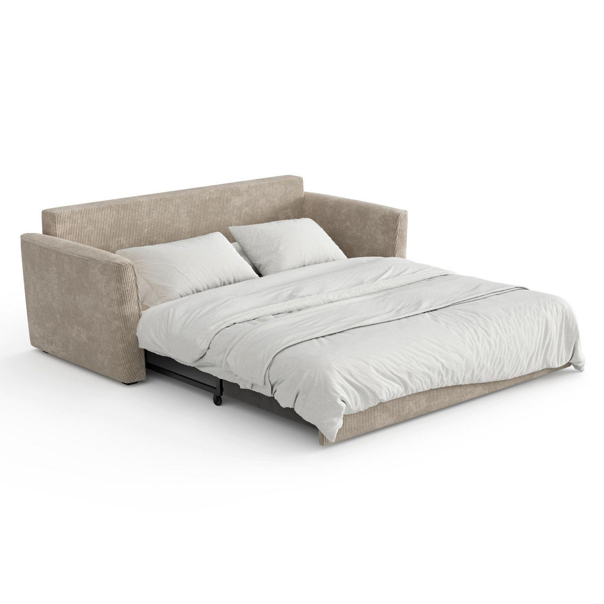 SCHLAFSOFA GERADE Gerippter Samt Taupe 180cm - Taupe, Textil (180/97/93.5cm) - Sia Home