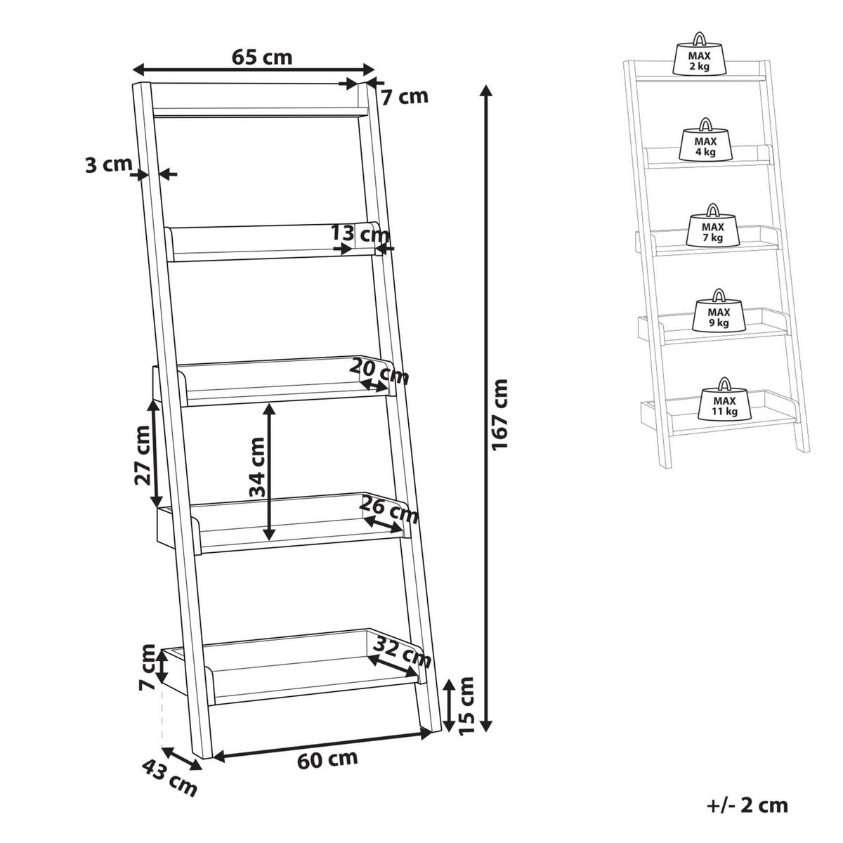 REGAL 5 Fächer Mobile Trio - Dunkelbraun, Holzwerkstoff (65/167/43cm) - Beliani