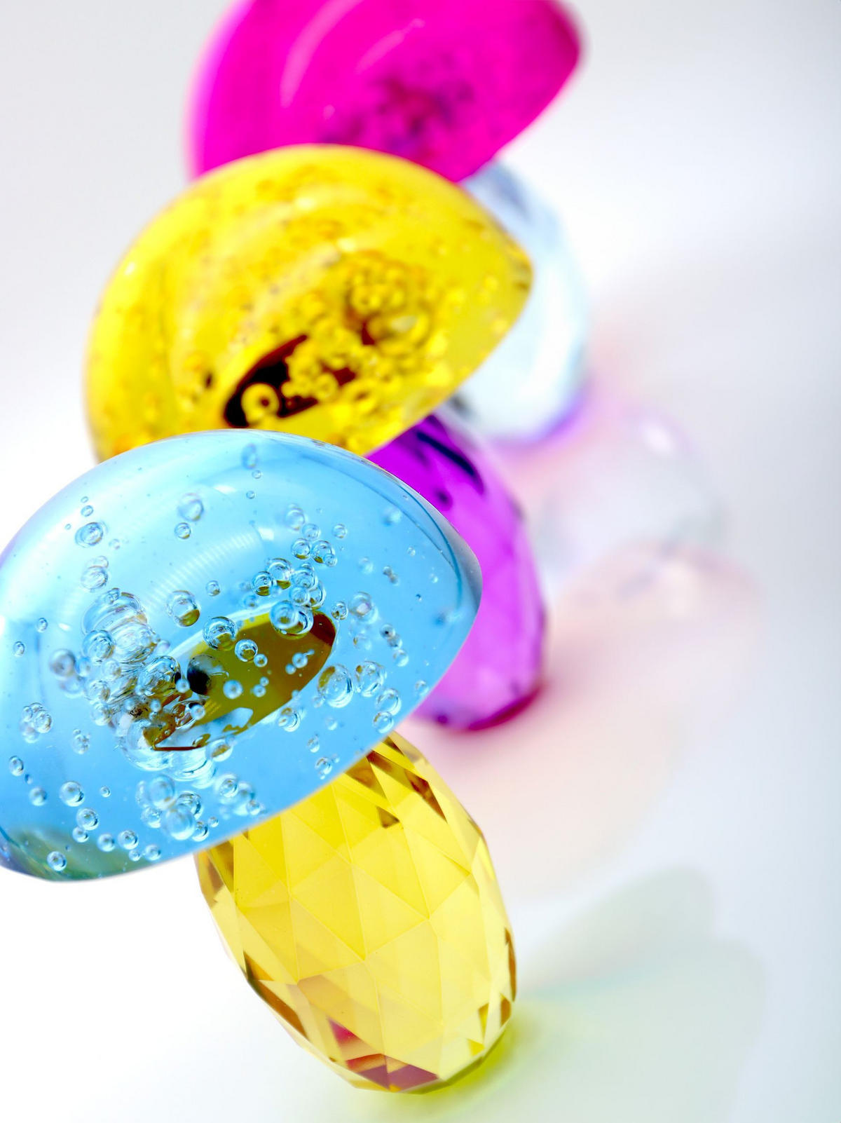 BRIEFBESCHWERER Glückpilz 3er-Set bunt - Multicolor, Glas (7.8/10.5/7.8cm) - FURNARO