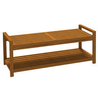 SCHUHBANK mit Armlehnen, Holzbank mit Schuhablage, für 2 Personen, Holz, Teak - Teakfarben, Holz (40.5/46/118cm) - Outsunny