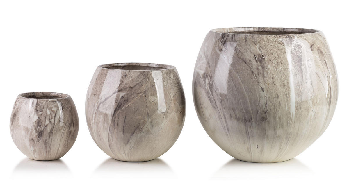 BLUMENTOPF Neva 3er Set Beige 42.5/42.5/42.5 cm Keramik - Beige, Keramik (42.5/39/42.5cm) - Mondex