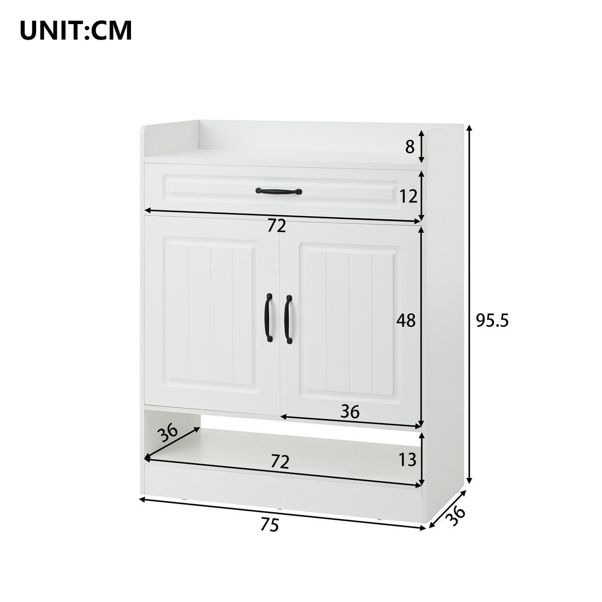 SCHUHSCHRANK Modern mit verstellbaren Regalen Weiß 75x36x95.5cm - Weiß, Holzwerkstoff (36/95.5/75cm) - FLIEKS