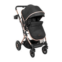 KINDERWAGEN Scarlett 2 in 1 schwarz umbaubar, Fußabdeckung, Wickeltasche, Korb - Schwarz, Metall (73/56/104cm) - Kikka boo