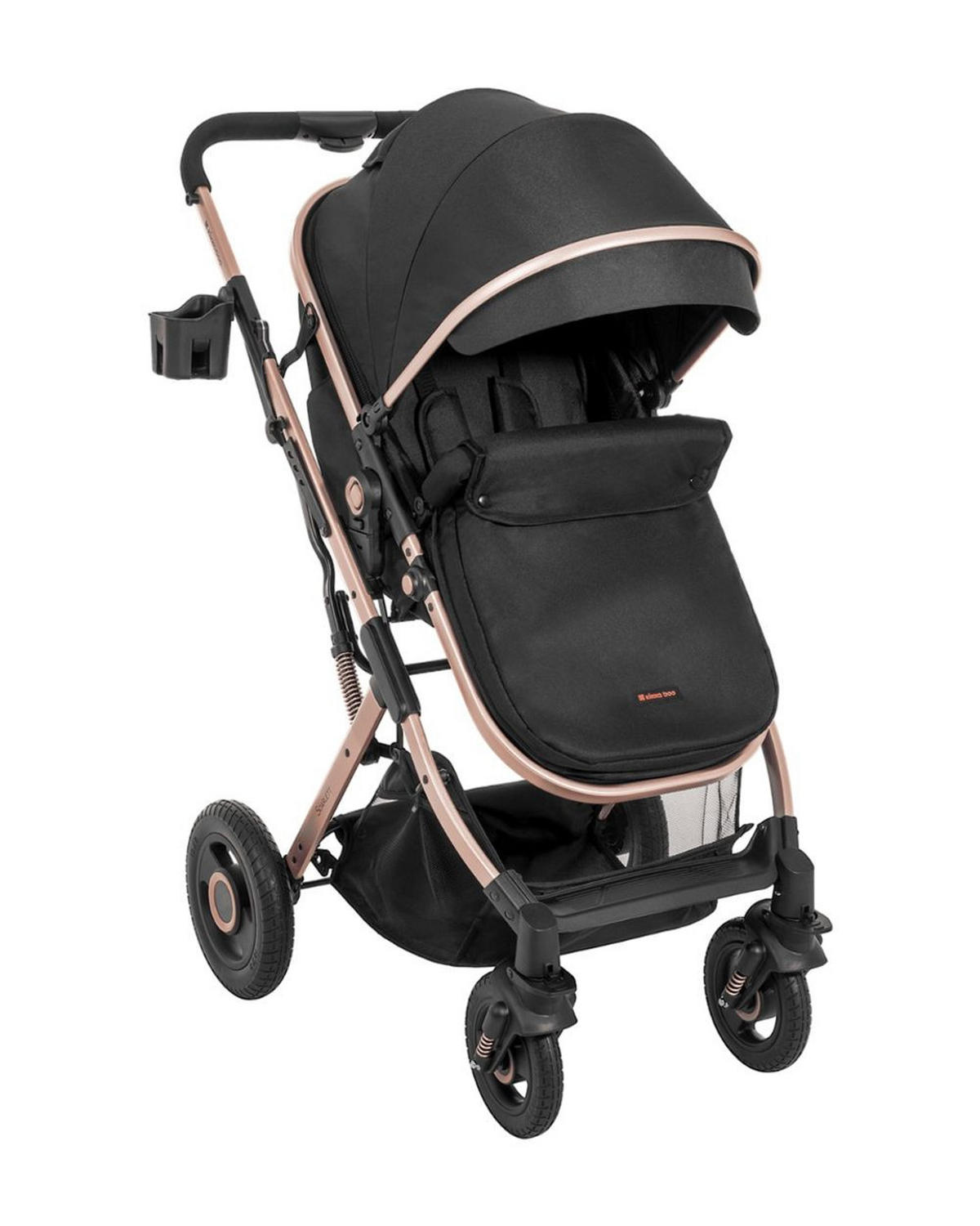KINDERWAGEN Scarlett 2 in 1 schwarz umbaubar, Fußabdeckung, Wickeltasche, Korb - Schwarz, Metall (73/56/104cm) - Kikka boo