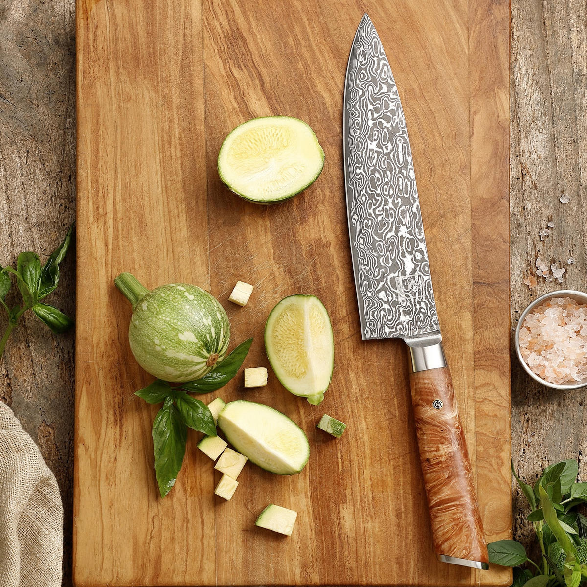 CHEFMESSER 20 cm - Birkefarben, Holz/Metall (34cm) - Zayiko