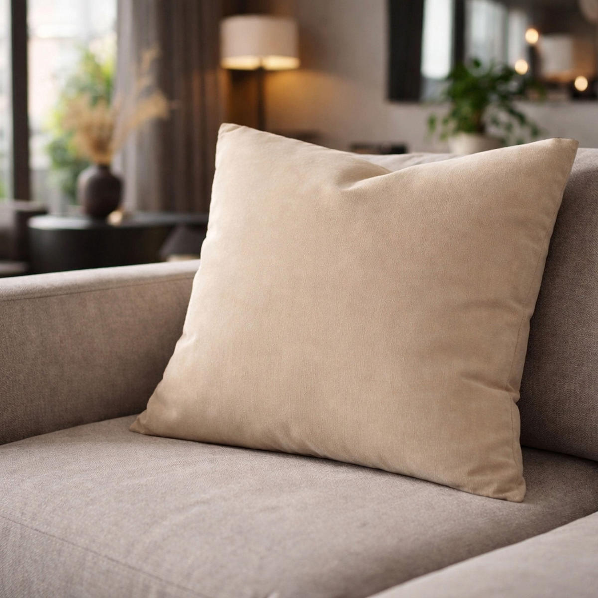 DEKOKISSEN Uni Sand 45x45 cm mit Füllung - Beige, Textil (45/45cm) - Deco-Raum