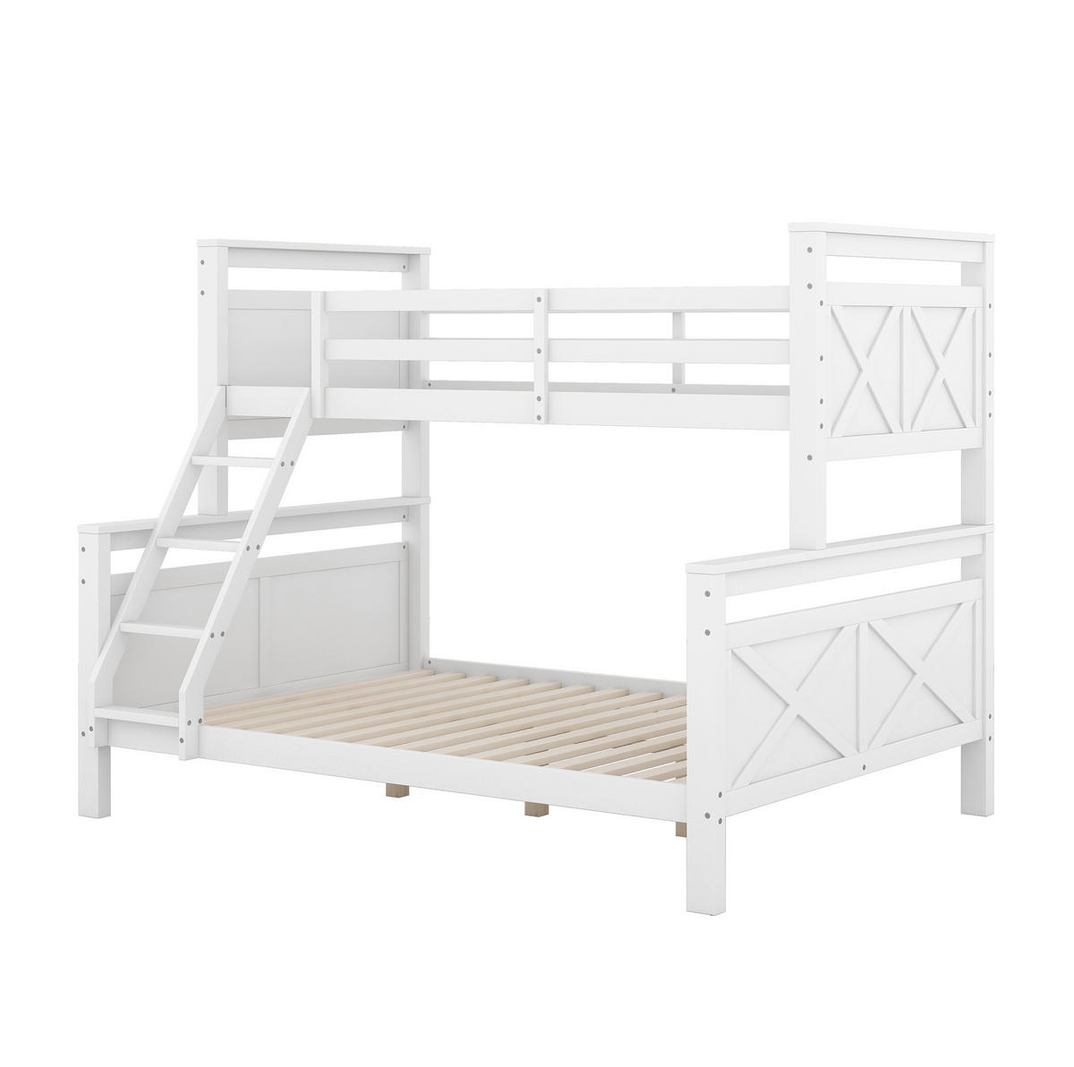 ETAGENBETT 90/140x200 cm aus Kiefernholz mit trennbarer Funktion und schräger Leiter Weiß - Weiß, Holz (140/200cm) - Modenvie