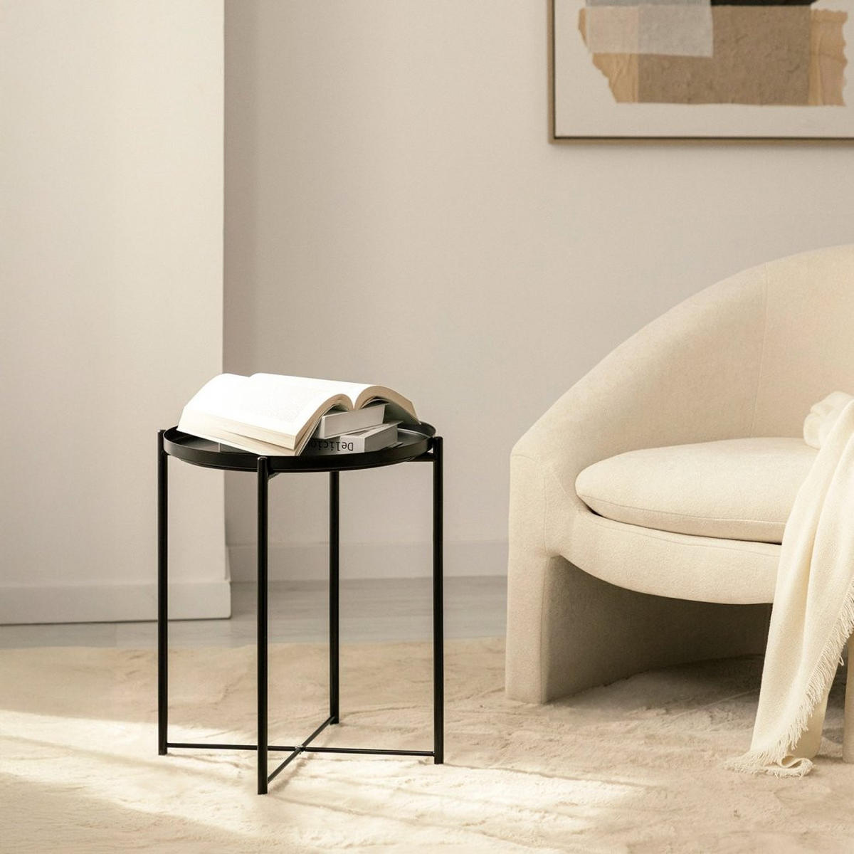 BEISTELLTISCH Maika Schwarz 42 cm x 52 cm - Schwarz, Metall (42/42/52cm)