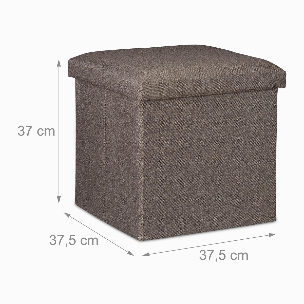 SITZHOCKER - Anthrazit, Holzwerkstoff/Textil (37.5/37/37.5cm) - Relaxdays