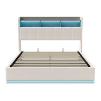 POLSTERBETT 160x200 cm mit Stauraum, LED, USB, Lattenrost, Weiß - Weiß, Metall (160/200cm)