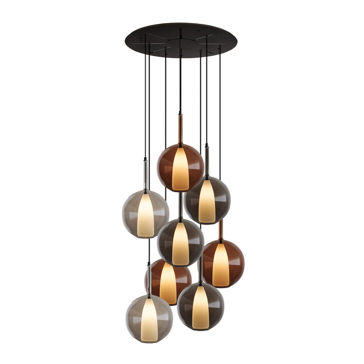 GALERIELEUCHTE Belluna 8-flammig Mehrfarbig Ø 24cm - Multicolor, Glas (24/24/45cm) - s.luce