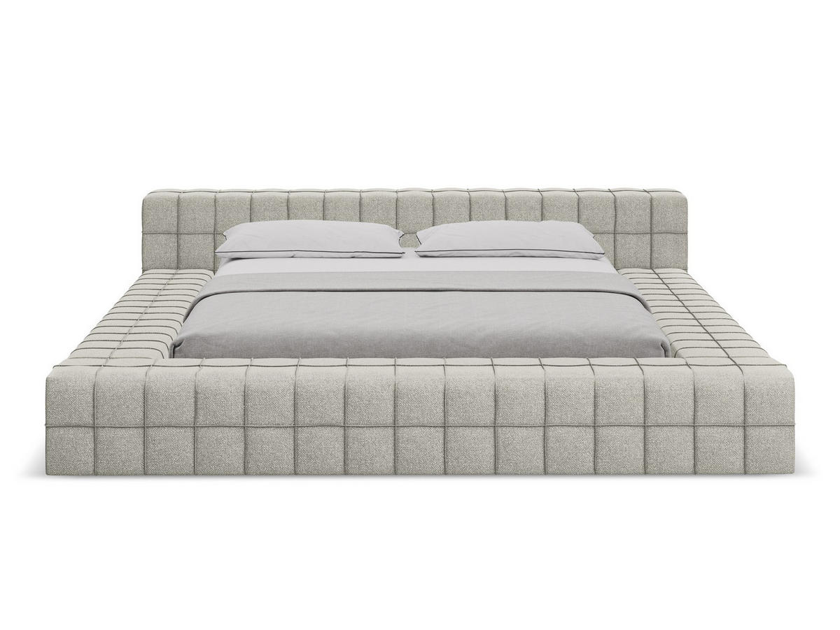 POLSTERBETT mit Lattenrost 220x260 Beige - Beige/Schwarz, Kunststoff/Textil (160/200cm) - Makamii