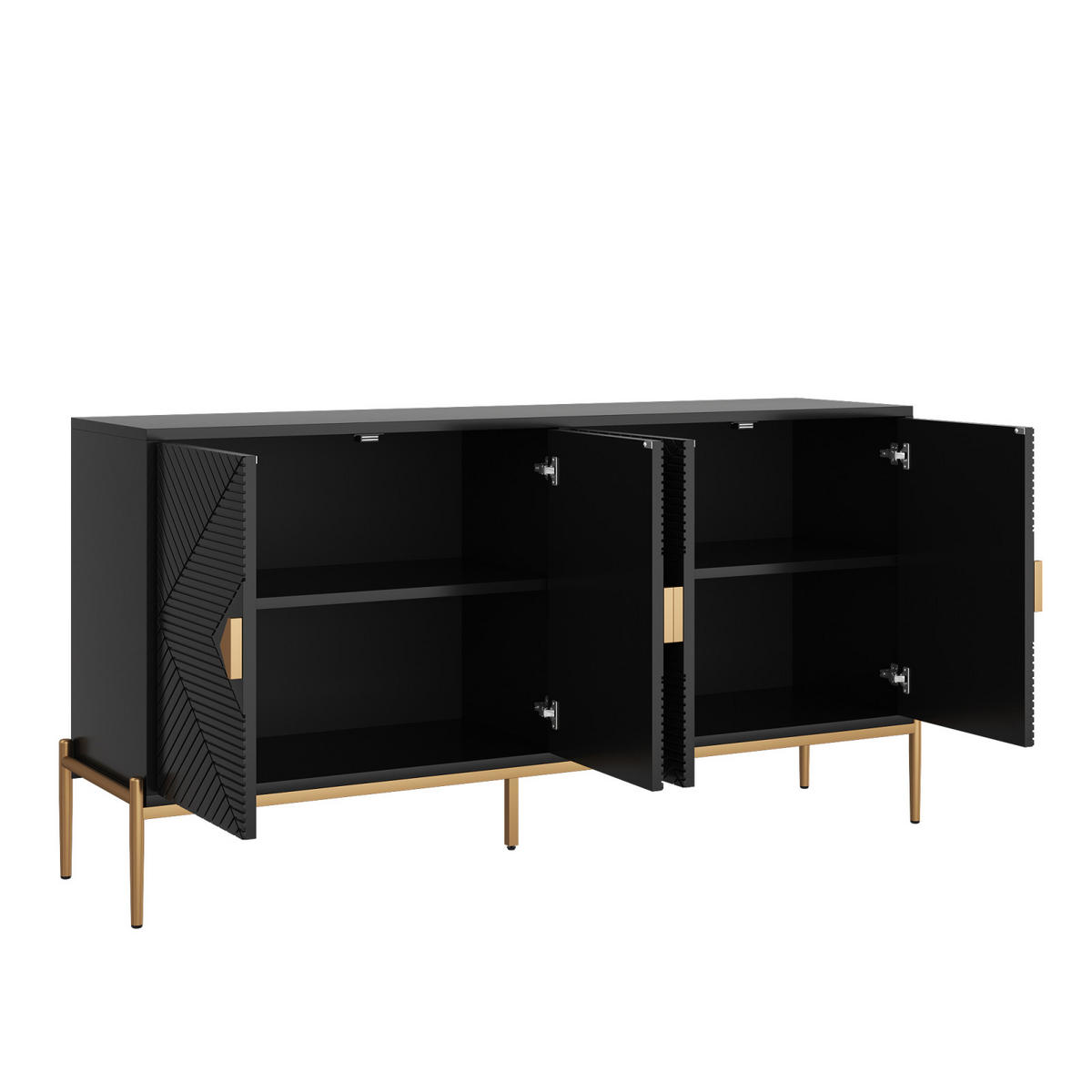 SIDEBOARD 162x40x80 cm, 4 Türen, Schwarz - Schwarz, Holz (162/80/40cm)