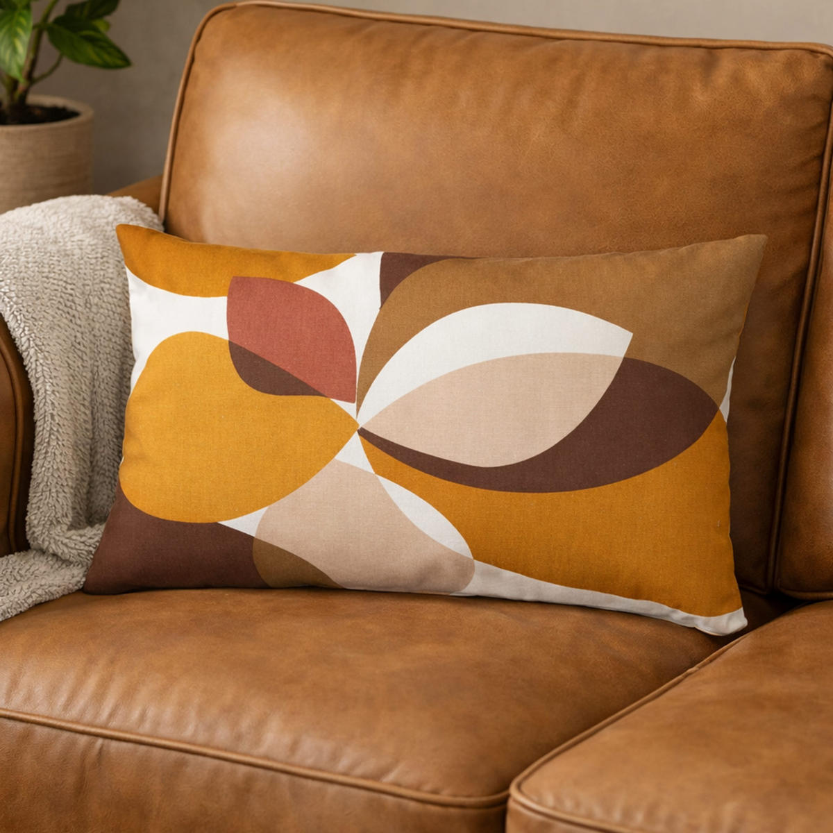 DEKOKISSEN mit Druck und Reißverschluss Mouna 40/60 cm - Orange, Naturmaterialien (60/40cm) - Douceur d´intérieur