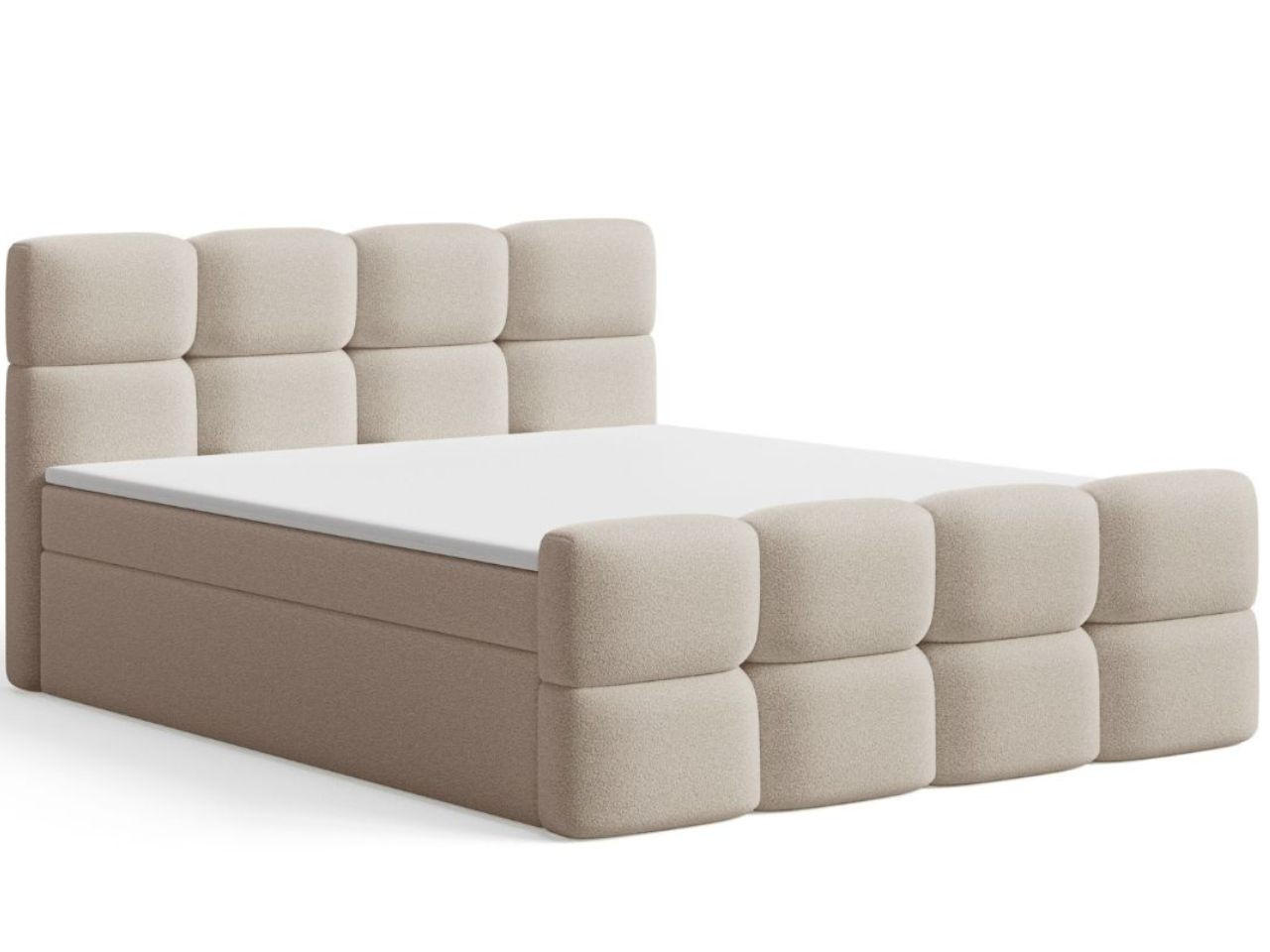 BOXBETT Rivon 140x200 Bouclé-Stoff Beige - Beige, Holz/Textil (140/200cm) - Graingold