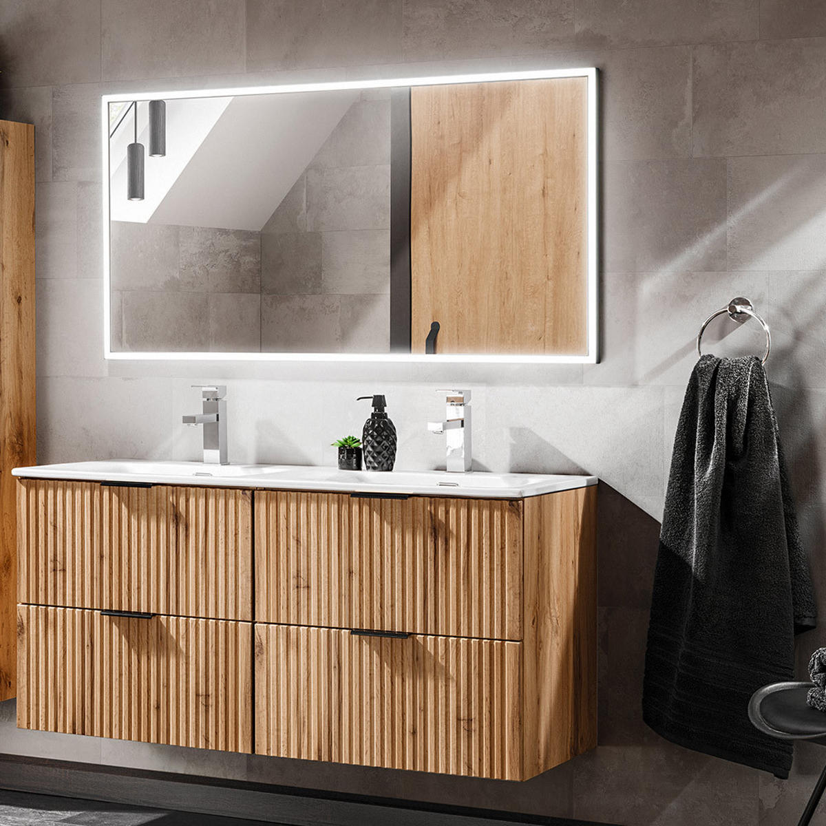 BADMÖBEL-SET 2-TLG. Adelaide-56 - Braun, Holzwerkstoff (123/200/46cm) - Lomado