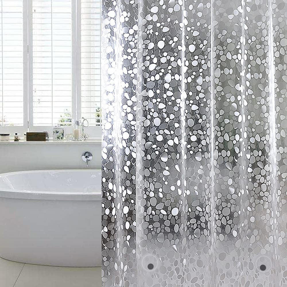 DUSCHVORHANG EVA schimmelresistent wasserdicht mit Ringe und Magnetgewicht halbdurchsichtig - Transparent, Kunststoff (120/180cm) - MCBOSON