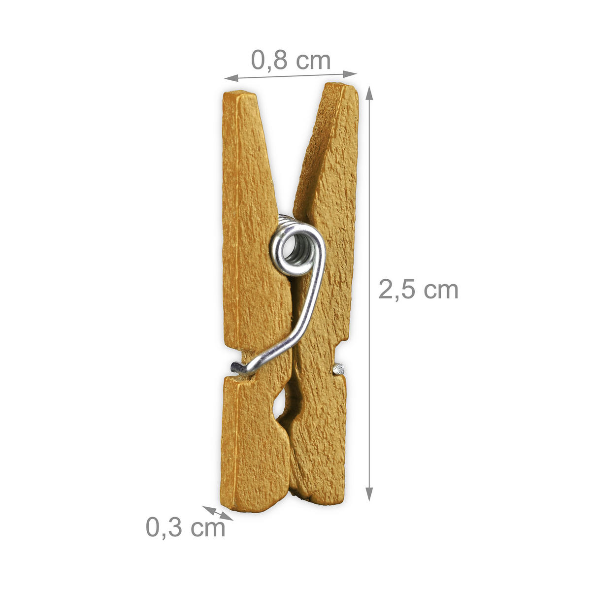400XMINI-HOLZKLAMMERN - Goldfarben, Holz (0.8/2.5/0.3cm) - Relaxdays
